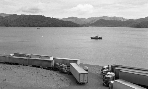 Trucks at a rest stop, Costa Rica, 1979