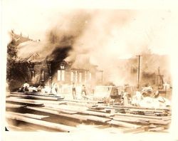 Kline home in Guerneville, California, burning after the 1906 earthquake