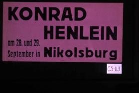 Konrad Henlein am 28. und 29. September in Nikolsburg