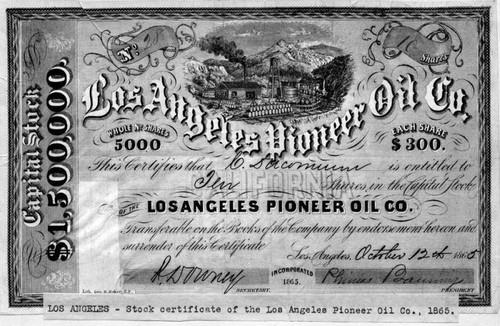Stock certificate, Pioneer Oil Co
