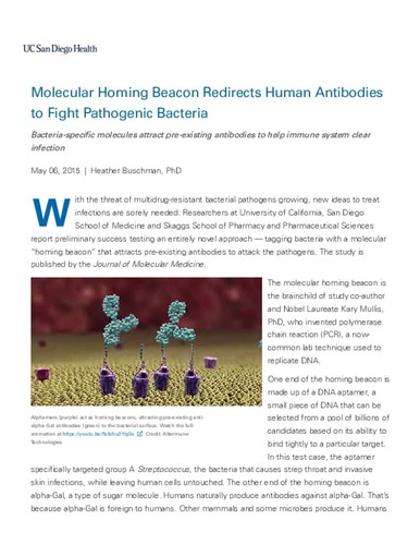 Molecular Homing Beacon Redirects Human Antibodies to Fight Pathogenic Bacteria