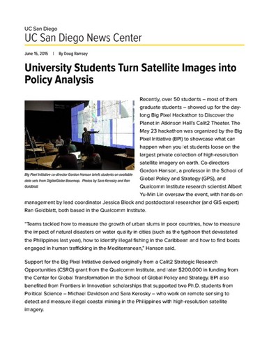 University Students Turn Satellite Images into Policy Analysis