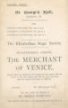 Playbill for "The Merchant of Venice", 1898
