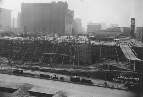 LAPL Central Library construction, early