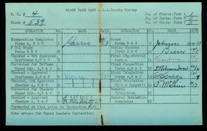 WPA block face card for household census (block 539) in Los Angeles