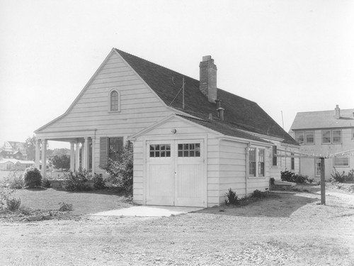 Almack Residence on Faculty Row, view of garage and backyard