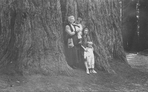 Florence Hill and grandchildren at Big Basin