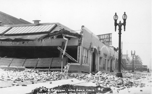 Buildings in Long Beach destroyed by the earthquake