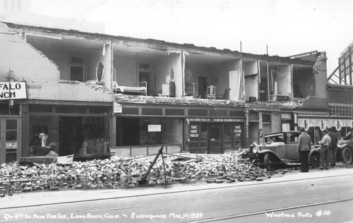 Buildings destroyed by earthquake in Long Beach