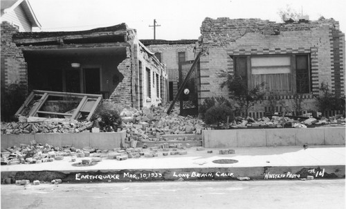 Houses destroyed by the earthquake