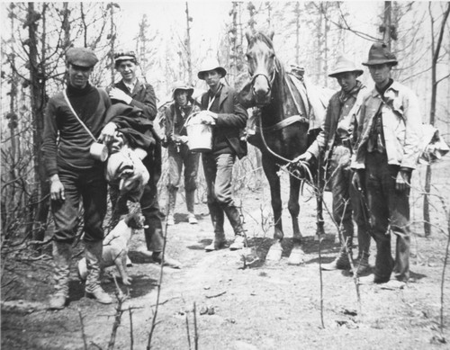 Andrew P. Hill, Jr. and friends in Little Basin after a forest fire