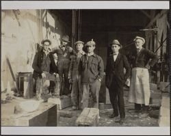 E. W. M. Evans and sons at the Petaluma Granite and Marble Works, Petaluma Boulevard North and Cemetery Avenue, Petaluma, California, about 1925