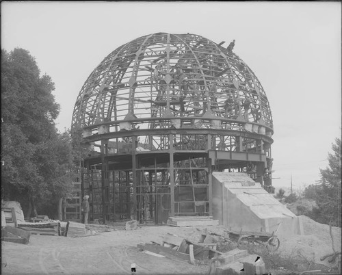 Construction of the 60-inch telescope dome, Mount Wilson Observatory