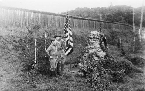 Boy Scouts at a roadside monument