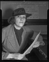 Baroness Carla Suzanne Jenssen involved in courtroom drama, Los Angeles, 1935