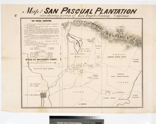 Map of the San Pasqual Plantation : also showing portion of Los Angeles County, California