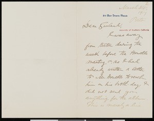 Robert Grant, letter, 1917-03-24, to Hamlin Garland