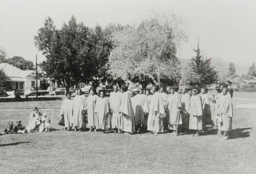 San Luis Obispo Springfield Baptist Church Choir singing downtown on April 4, 1968, the day of Martin Luther King's assassination
