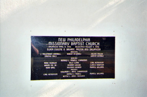 New Philadelphia Missionary Baptist Church, cornerstone