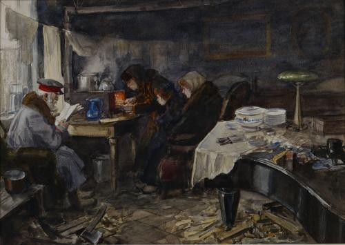 Ivan Vladimirov watercolor depicting living arrangements for the former elite