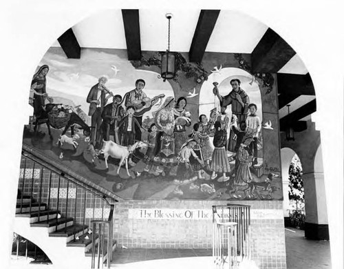 Blessing of the Animals mural by Leo Politi on the Biscailuz Builidng