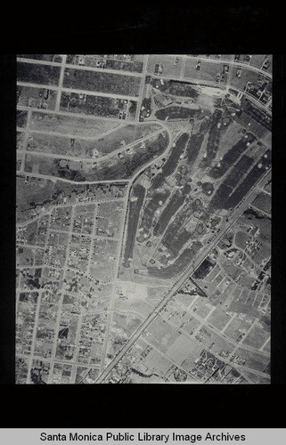 Aerial survey of the City of Santa Monica north to south (north on right side of the image) San Vicente Blvd (diagonal) at northeast end of the City (Job#C235) flown in June 1928