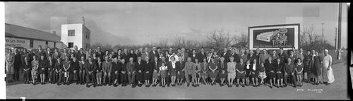 Group portrait of the attendees of a golden wedding celebration in Sunnyvale, California