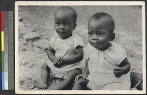 Babies sit for a portrait at the mission in Katanga, Congo, ca.1920-1940