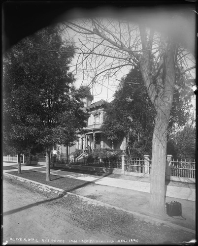 William Letts Oliver house with children on steps, 1066 12th Street, Oakland. [negative]
