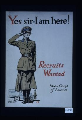 Yes sir - I am here! Recruits wanted. Motor Corps of America