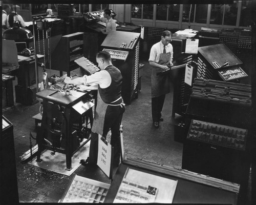 Typesetting, Los Angeles Times, Los Angeles. 1937