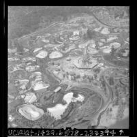 Aerial view of construction of the Los Angeles Zoo, Calif., 1966