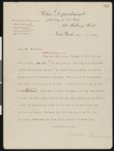 Theodore Roosevelt, letter, 1896-09-25, to Hamlin Garland