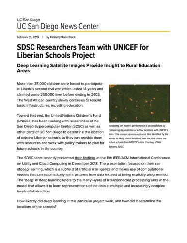 SDSC Researchers Team with UNICEF for Liberian Schools Project