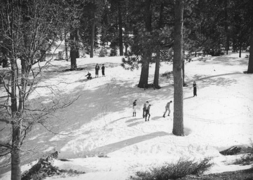 Big Pines Recreation Camp, groups in the snow