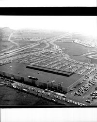 Aerial view of K-Mart discount department store, Santa Rosa, California, February 24-27, 1970