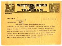 Telegram from William Randolph Hearst to Julia Morgan, December 21, 1921