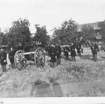 Union Boy cannon and Army crew in Plaza Park 1868