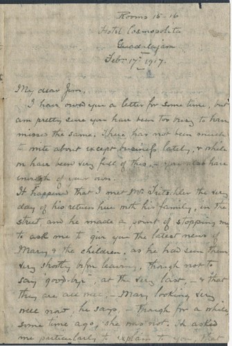 Letter to James Howard from his sister