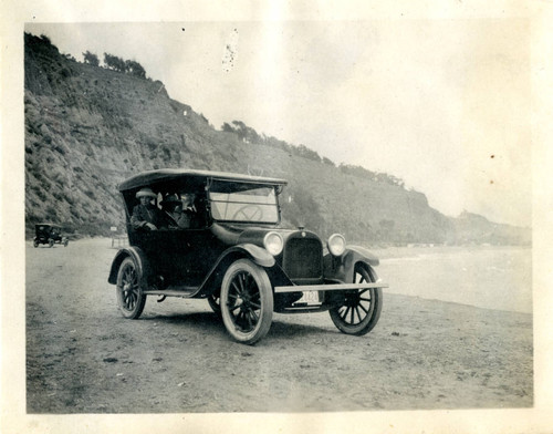 Automobile parked on the beach in Pacific Palisades