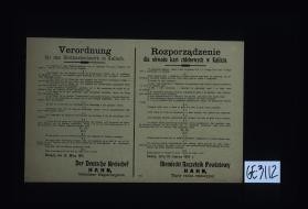 Verordnung fur den Brotkartenbezirk in Kalisch ... Kalisch, den 16. Marz 1916. ... Rozporzadzenie ... Niemiecki Naczelnik Powiatowy, Hahn, Tajny radca rejencyjny