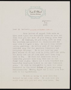 Fred L. Black, letter, 1932-09-06, to Hamlin Garland