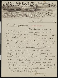 James A. Herne, letter, 1889-05-21, to Hamlin Garland