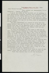 Samuel L. McKee, letter, 1920-10-03, to Hamlin Garland