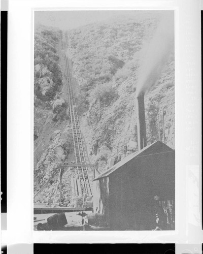 The tramway being moved during the construction of Santa Ana River #1 Hydro Plant so that the penstock and pipes could be installed