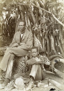 Chief Khama and his son Sekhome, in Mangwato, Northern Rhodesia, Zambia