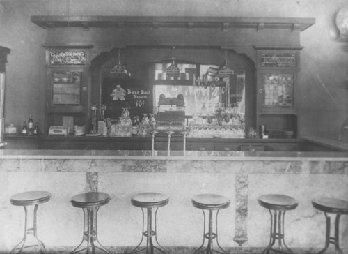 Dittmer's Mission Pharmacy soda fountain, Orange, California, ca. 1906