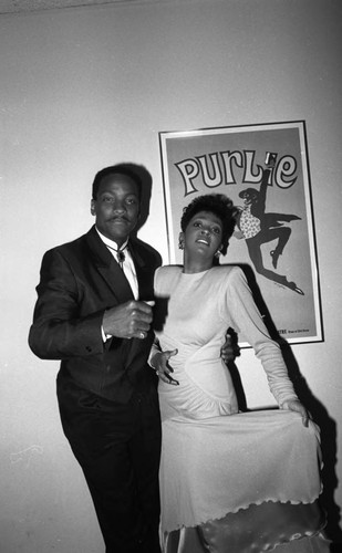 Donnie Simpson and Anita Baker posing together at the 11th Annual BRE Conference, Los Angeles, 1987