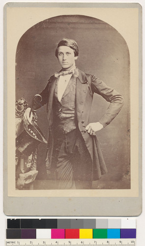 [Portrait of Hubert Howe Bancroft, standing holding top hat and cane]