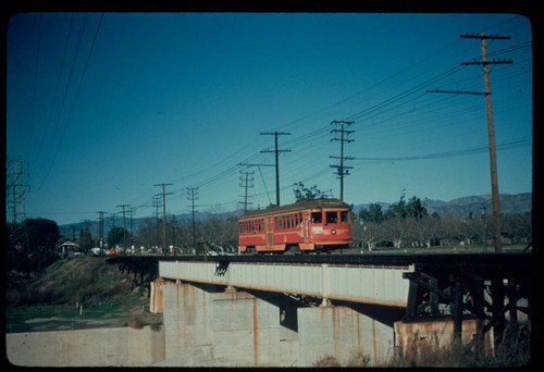 Pacific Electric Railway car after passing Rio Vista station on the Van Nuys line